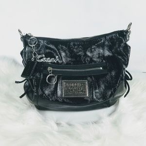 Coach Poppy Black Patent Leather Shoulder Bag